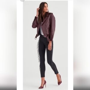 7ForAllMankind Blair Black High Waist The Ankle Skinny Fringe Beads Jeans 29